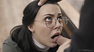 Nerdy in glasses Whitney Wright is fucked by hot tattooed man Derrick Pierce