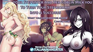 Your Goth Stepsister And Her Goblin Servant Milk You To Turn Your Stepmommy Into A Succubus  FFFM