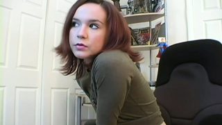 Skinny brunette teen teases with her tight little ass on a webcam