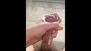 Big cumshot in the shower