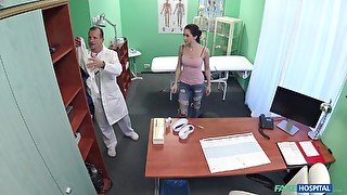 Patient Aruna needs to get naked for exam and gets fucked on the bed