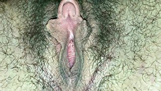 Close up wet hairy pussy