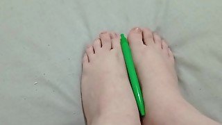 I touch my feet with my boss's pencil pinay