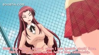 Big titted anime girl rubbing her dripping cunt