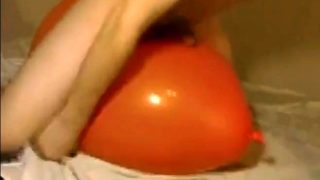 Big inflatable orange balloon humping cum