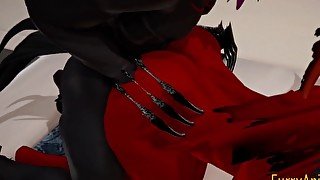 Furry Hentai 3D Yiff - Dark Wolf & Red Dragon Hard Sex