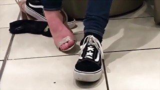 teen 18+ girl playing with her feet