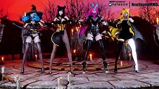 [MMD]CHUNG HA - Snapping (Gwen/Ahri/Xayah/Soraka) [Fixed Cam Clothed ver.]