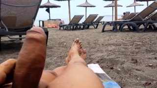 masturbation beach in front milf with big boobs (no cum)