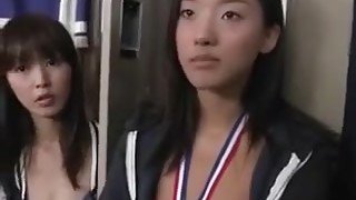 Gorgeous Asian Ex And Friend Suck Dick In Locker Room