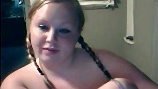 Young chubby masturbates and fucked her shaved pussy