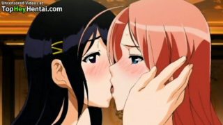 Hentai busty girl in stockings fucked by her female friend