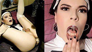 Naughty Nun Gets Pegged And Fed her Own Cum - Jessica Bloom And Polieana