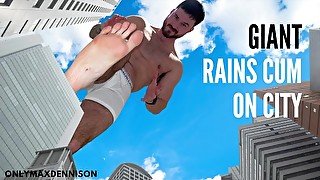 Macrophilia - giant rains cum on city