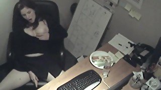 Naughty office teen 18+ enjoys solo masturbation