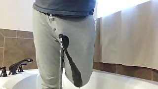 Pissing Pajama Pants before showing Nonstop