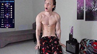 Having fun jerking off with a vibrating toy on my dick