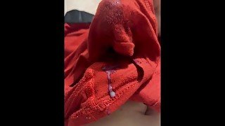 Hidden Cumshot through boxers