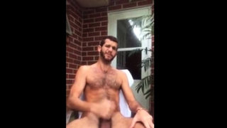 Str8 men jerk off in front yard