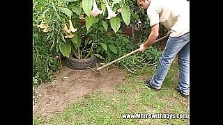 Young Gardener Gets To Fuck His Horny Mature Client