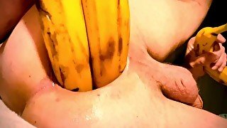 anal masturbation with two bananas