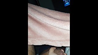 Step mom risky handjob in bed under blanket make step son dick having a big erection