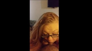 Ginger BBW sucks cock while hubby is at work