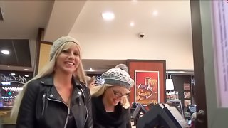 Two Blonde German Teen Sluts Sucking Cock In Public Toilet POV