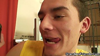 Old Bitch Loves Being Fucked By Two Young Cocks