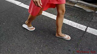 Mistress Kym walking bare feet POV