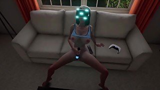 Girl masturbating In VR