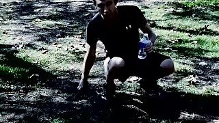 Horny twink Brice Carson pounded hardcore after park running