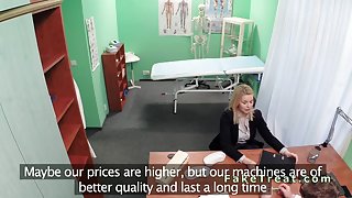 Blonde saleswoman fucked in fake hospital