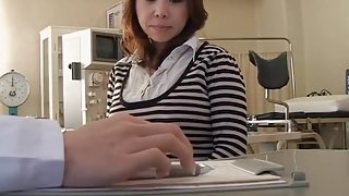 Japanese hottie screwed with a dildo during medical exam