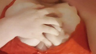 Young english BBW squeezing sucking my boobs rubbing fat pussy