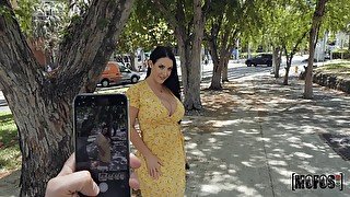 Big tits pornstar Angela White gets a nasty facial with a lot of cum