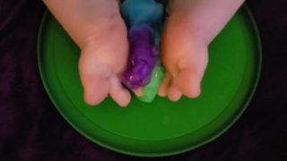 Feet Playing with Rainbow Slime