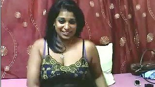 Lewd giggling amateur Indian brunette MILF flashes her big ass and tits