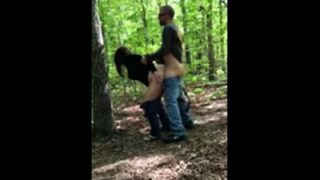 Stupid Slut gets fucked in the woods