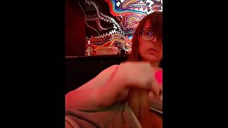 Emo trans femboy sissy strokes cock in POV