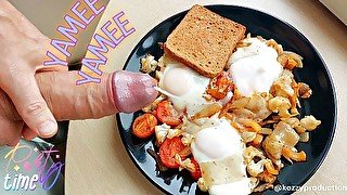 Jerking a huge load on yamee breakfast. Enjoy!! :P