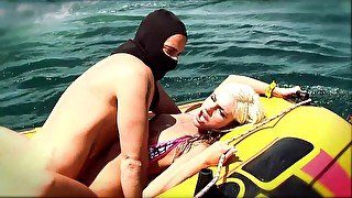 Christine Alexis gets the cum fucked out of her on a raft in the ocean