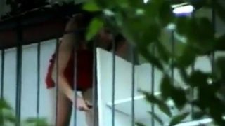 Neighbour nice upskirt Balcony