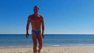 Aussie Ripped Hunk Muscle Stud At Beach