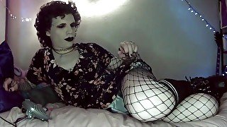 Goth Trans Girl Ripping Fishnets And Anal Play