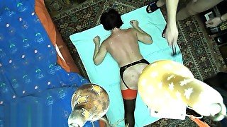 Cunt, back and ass wax removing with nice flogging