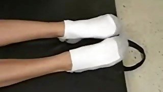 Hot Brunette Workout in sock