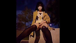 Transgirl Masturbating and Cum in Park