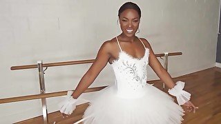 Skinny Ebony Ballerina Tries Kamasutra