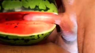 fruit fuck and self swallow - the best comes after cumming